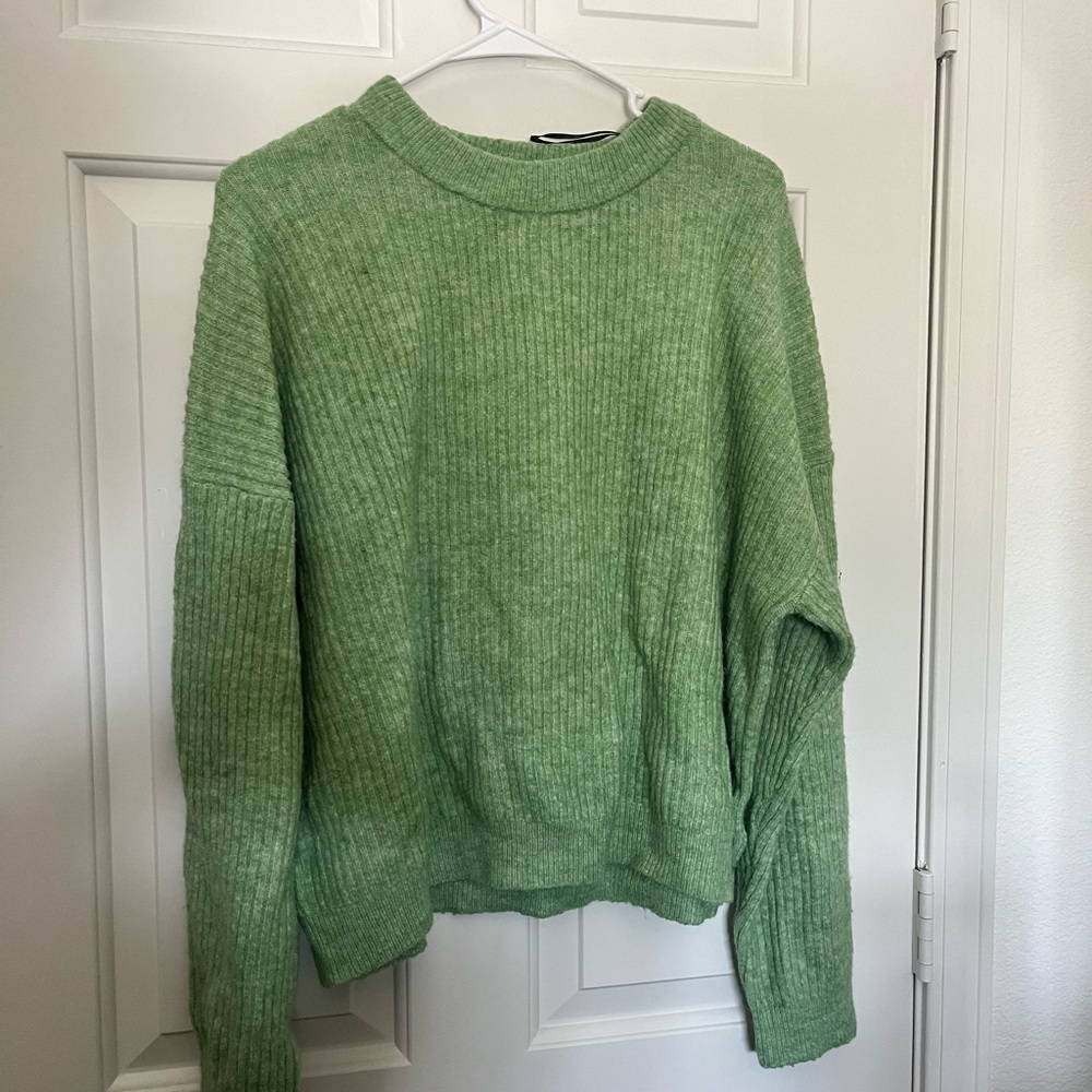 Green Ribbed Women's Sweater H&M Large